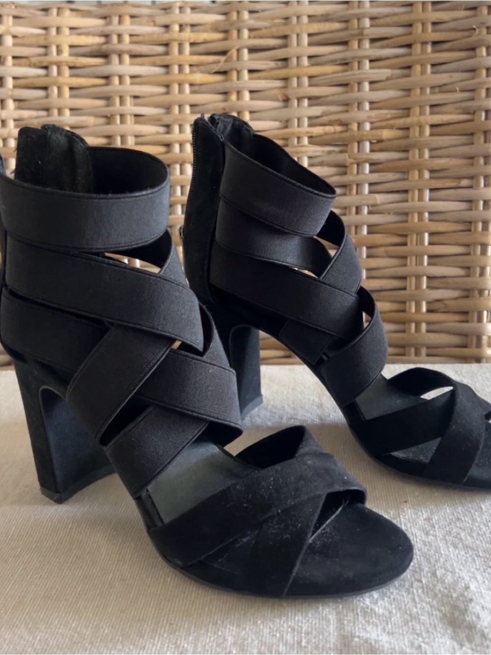 Xappeal Black Strappy Block Heel Sandals
